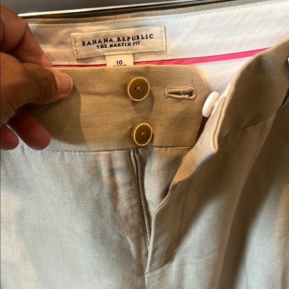 Banana Republic women's Light Tan linen blend straight leg pants size 10 - Picture 7 of 15